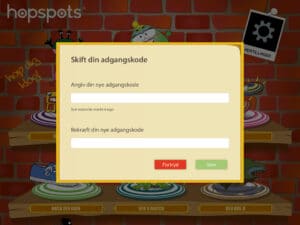 Ny adgangskode i Hopspots app